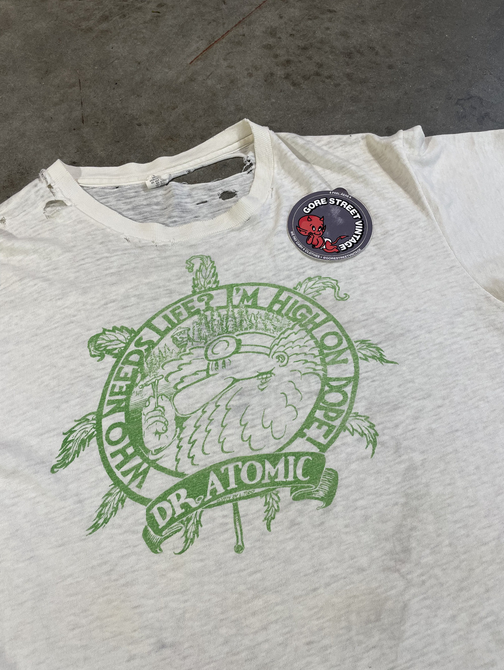 Vintage 70s Thrashed Distressed R Crumb Tee L 20x26 faded